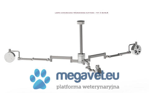 Three-arm veterinary (EUV) surgical lamp