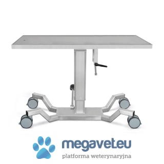 Mobile operating and treatment table with "X" substructure, hydraulic, length 130 cm, width 50 cm [ECM]
