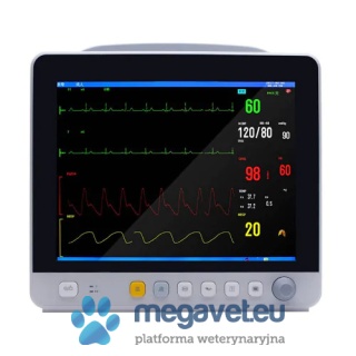 IE-12V Veterinary Cardiac Monitor with Capnograph, Blood Pressure Monitor, ECG, Pulse Oximeter, Temperature, [GWV]