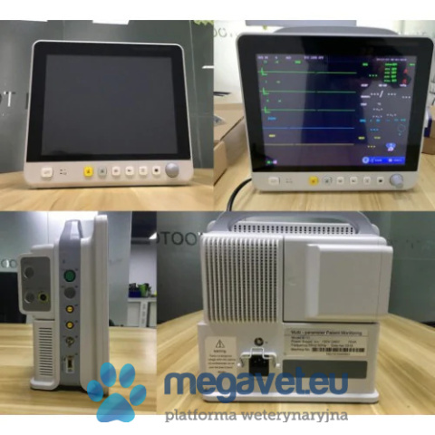 IE-12V Veterinary Cardiac Monitor with Capnograph, Blood Pressure Monitor, ECG, Pulse Oximeter, Temperature, [GWV]