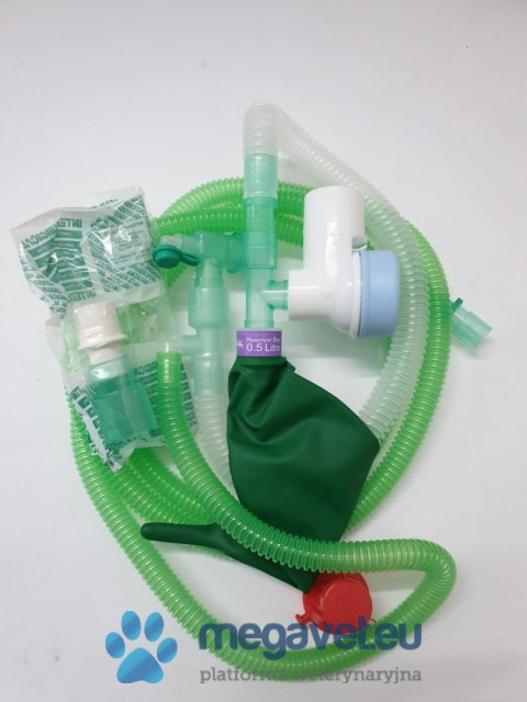 Układ oddechowy z łącznikiem T,(modyfikacja Jacksona Reesa) , zzastawką wydechową z workiem 0,5L, i zamkniętą końcówką ; o dł. 1