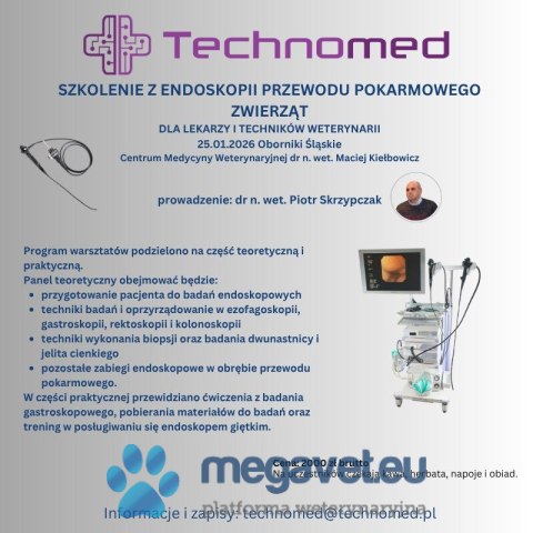 Endoskopia układu pokarmowego u zwierząt - szkolenie (TCM)