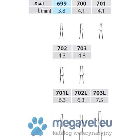 Wiertło dentystyczne - Xcut Fissure Taper 699 - 19mm FG (długość standardowa) (FDT)