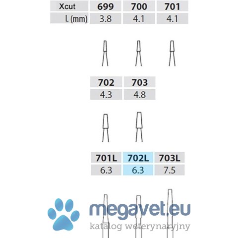 Wiertło dentystyczne - Xcut Fissure Taper 702L - 19mm FG (długość standardowa) (FDT)